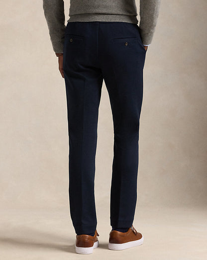 Calça de terno plissada de malha dupla