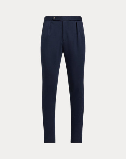 Calça de terno plissada de malha dupla