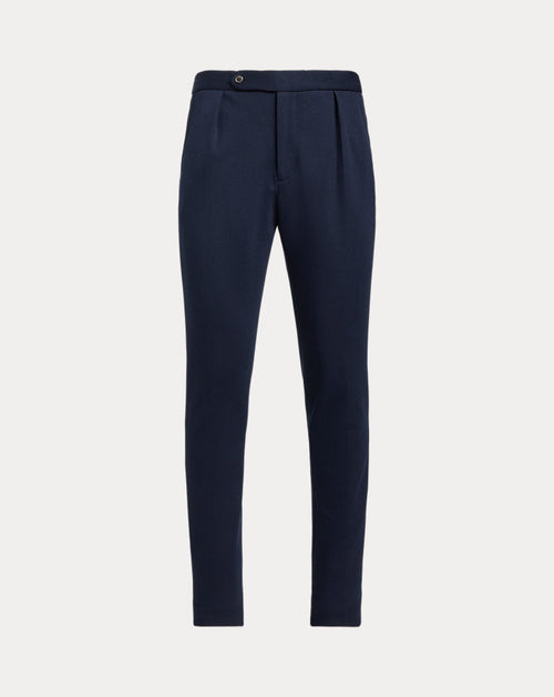 Calça de terno plissada de malha dupla