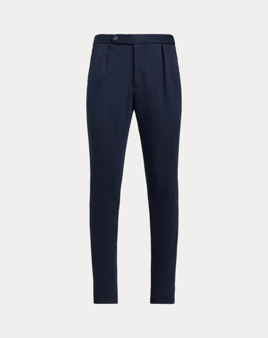 Calça de terno plissada de malha dupla