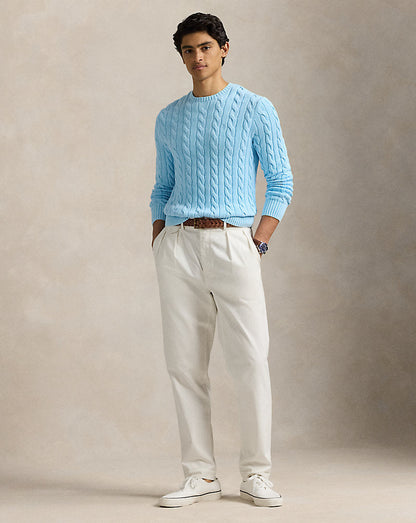 Suéter de algodão tingido com minerais e tricô trançado
