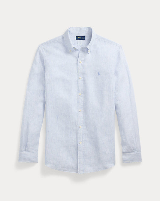 Camisa de linho listrada com ajuste personalizado