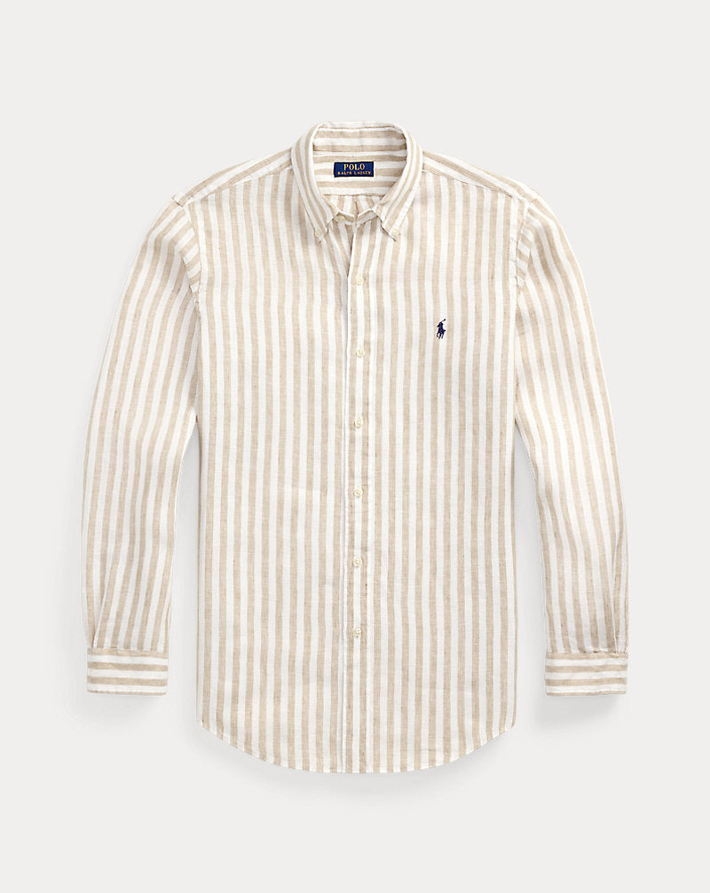 Camisa de linho listrada com ajuste personalizado