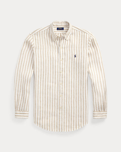Camisa de linho listrada com ajuste personalizado