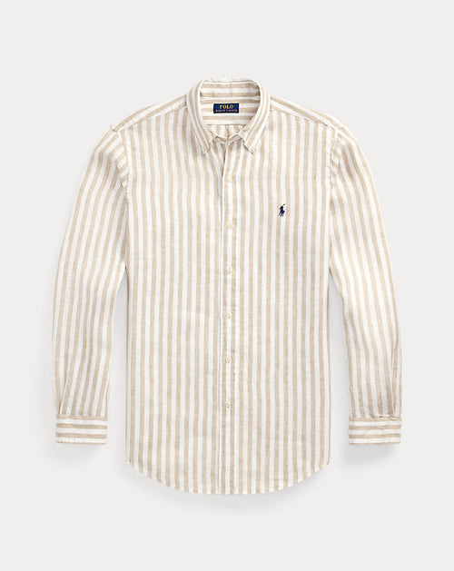 Camisa de linho listrada com ajuste personalizado