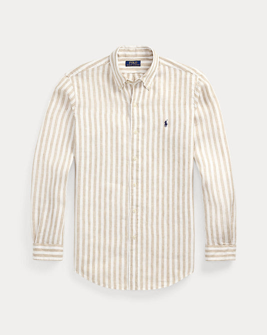Camisa de linho listrada com ajuste personalizado