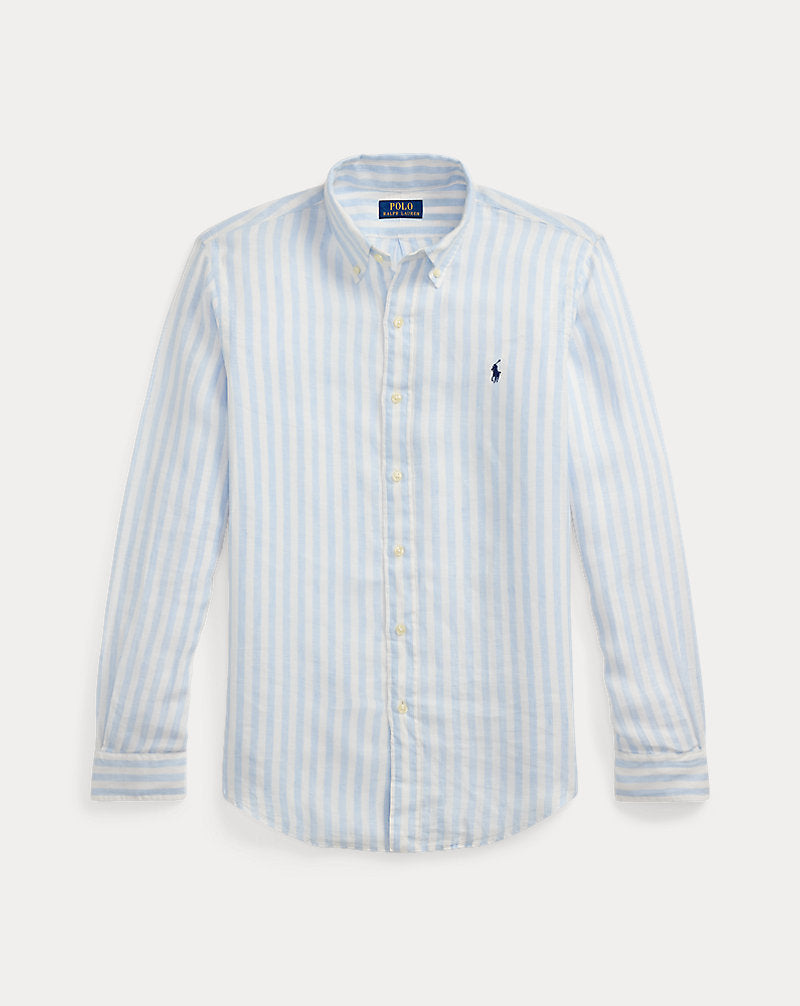 Camisa de linho listrada com ajuste personalizado