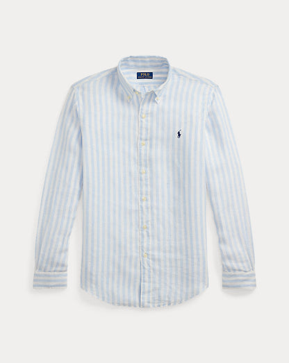 Camisa de linho listrada com ajuste personalizado