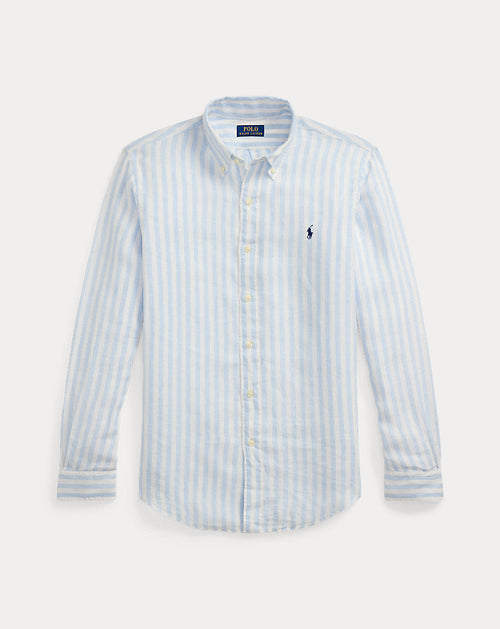 Camisa de linho listrada com ajuste personalizado