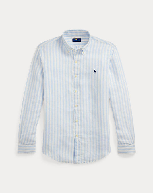 Camisa de linho listrada com ajuste personalizado