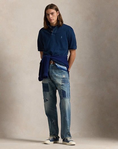 Classic Fit Indigo Mesh Polo Shirt