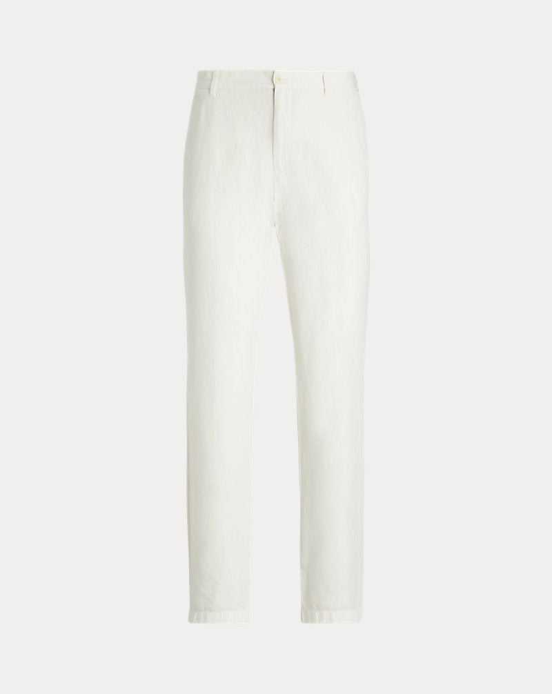 Calça de terno de algodão e linho Slub