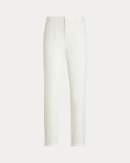 Calça de terno de algodão e linho Slub