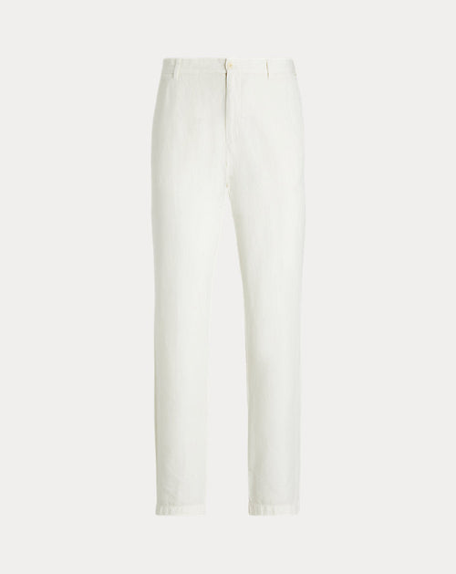 Calça de terno de algodão e linho Slub